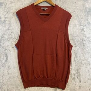 Johnston & Murphy Sweater Vest‎ Mens Sz XXL Red Merino Wool Golf Preppy Classic